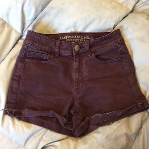 Maroon American Eagle hi rise shorts